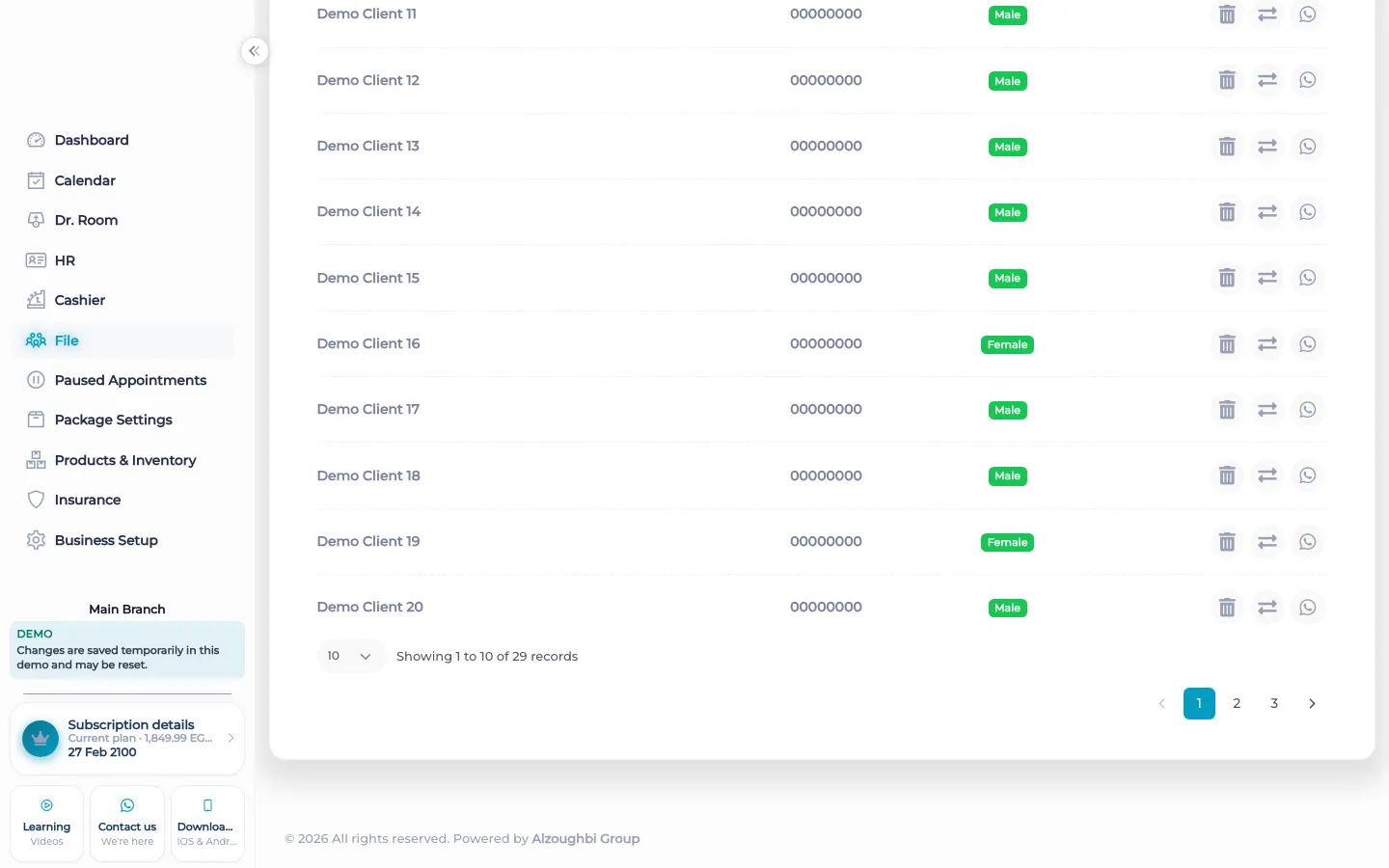 Medical details on a BOC client file