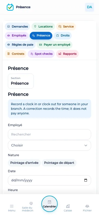 Correction de présence BOC sur un écran au format téléphone
