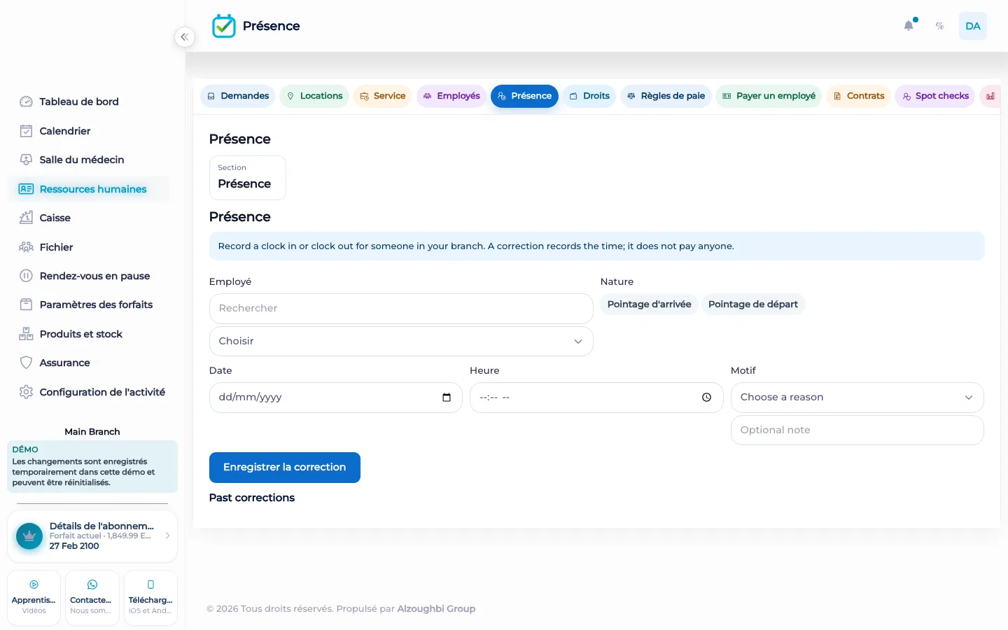 Corrections de présence dans l’espace web BOC