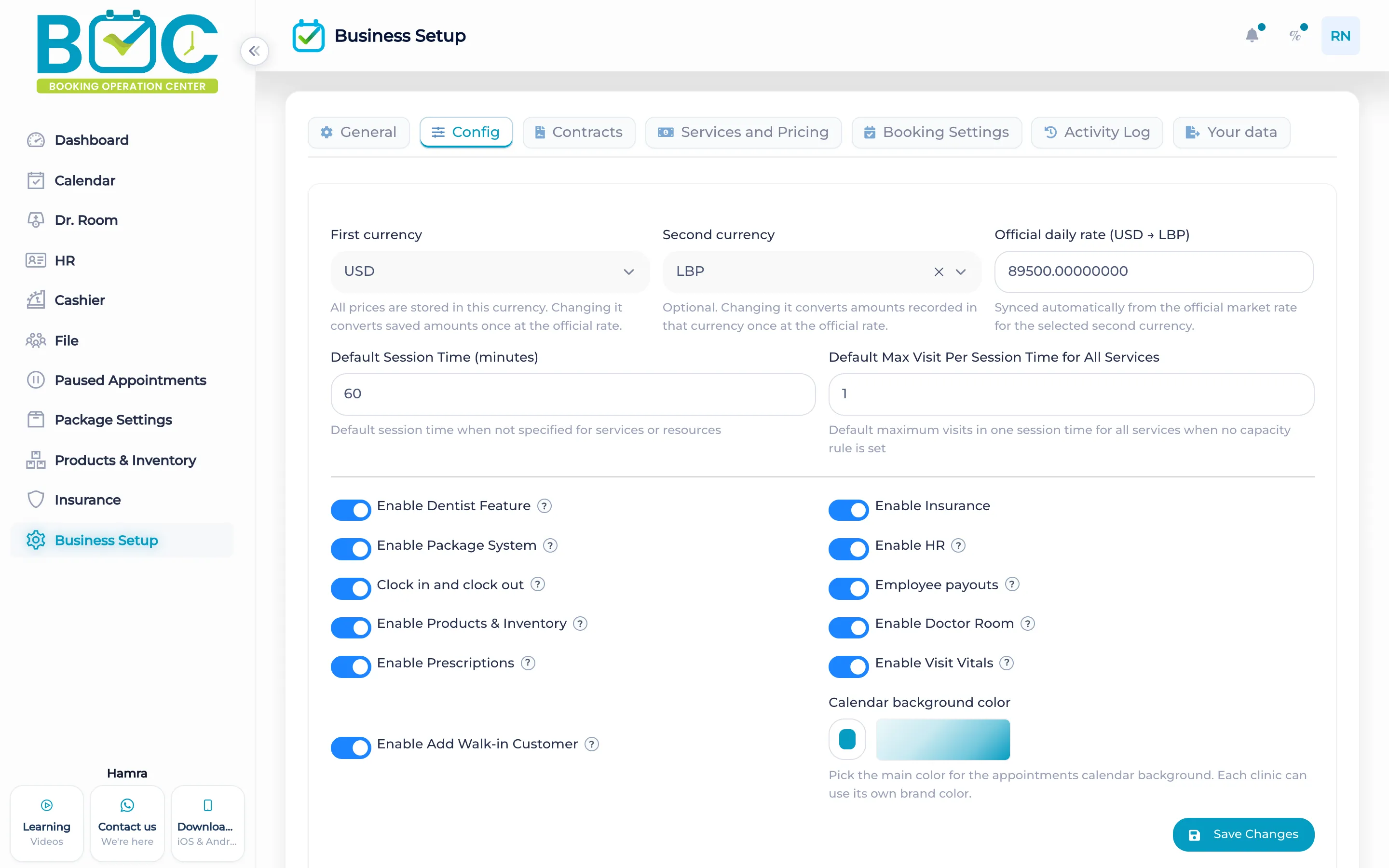 Currency settings