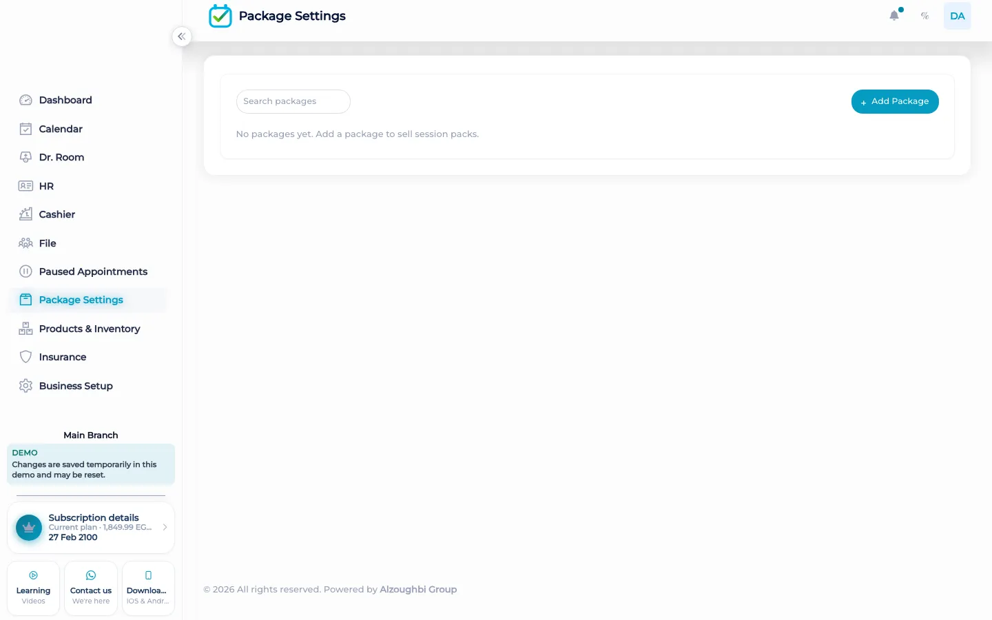A package session booked as a visit