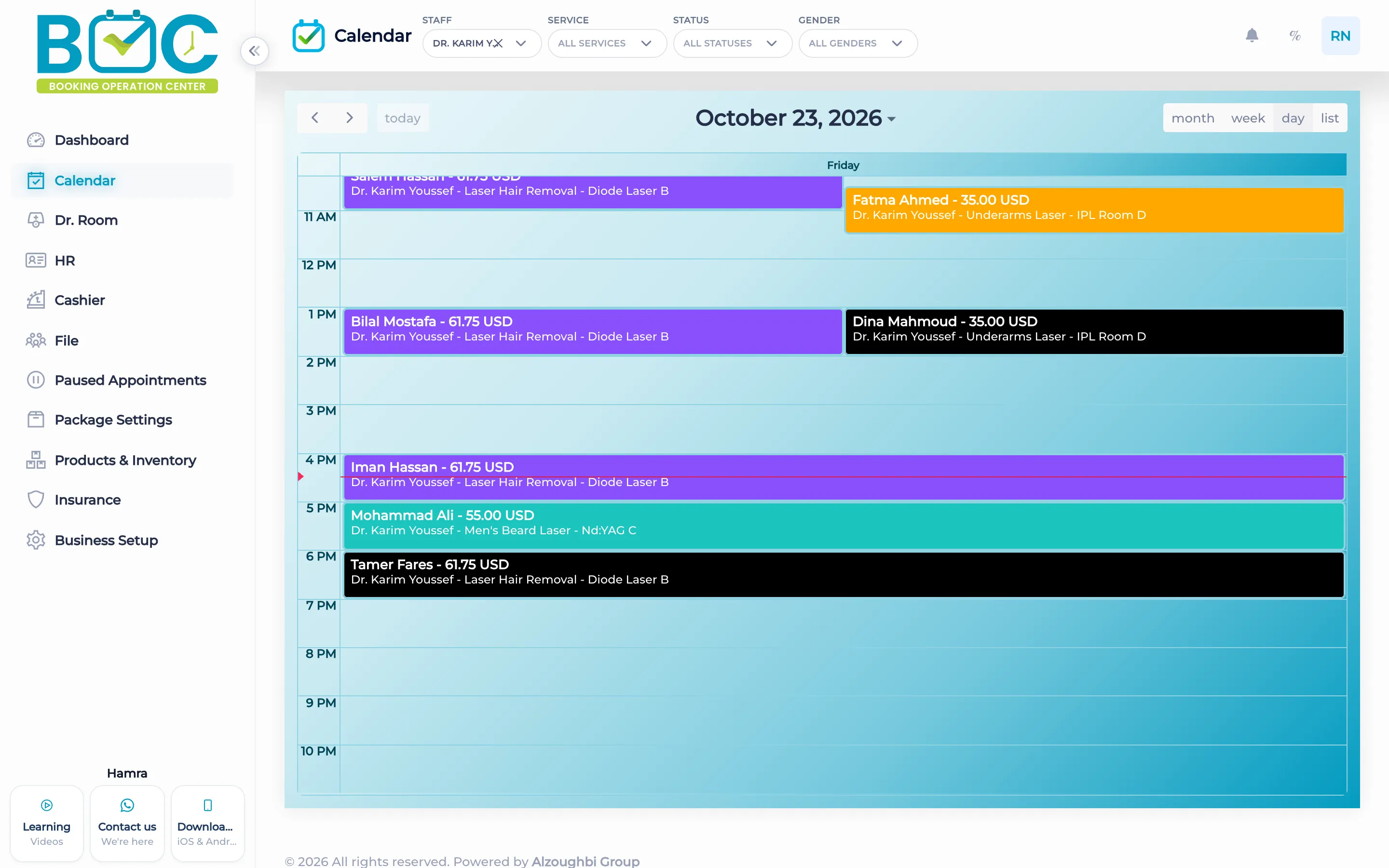 Calendar with resources